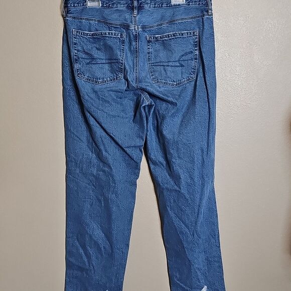 American Eagle 14 Long 90s Straight Distressed Blue Jeans - Picture 4 of 10